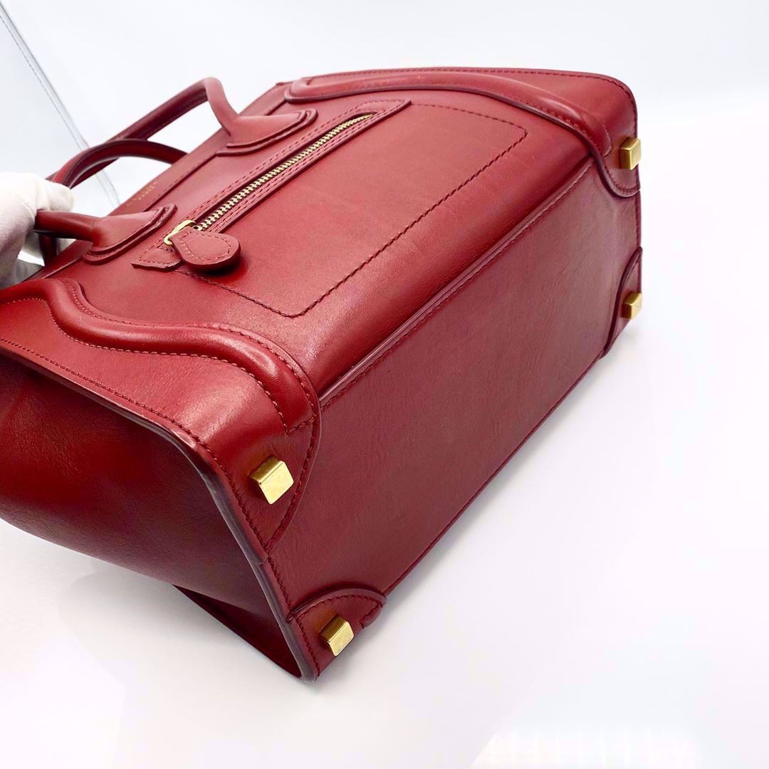 celine micro luggage red
