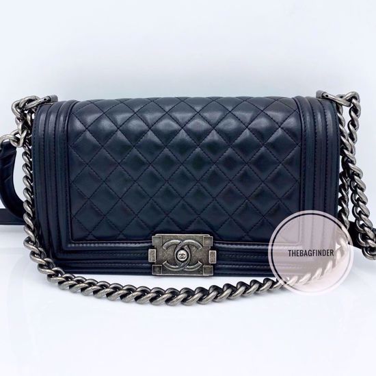 Picture of Chanel Le Boy Old Medium Black Lambskin