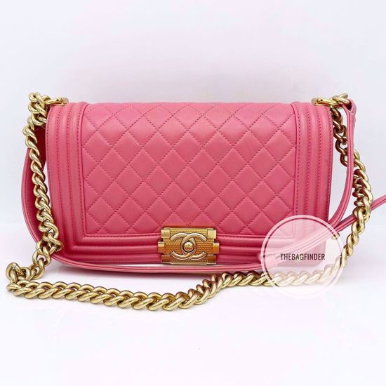 Picture of Chanel Lambskin Boy Medium Pink & Gold