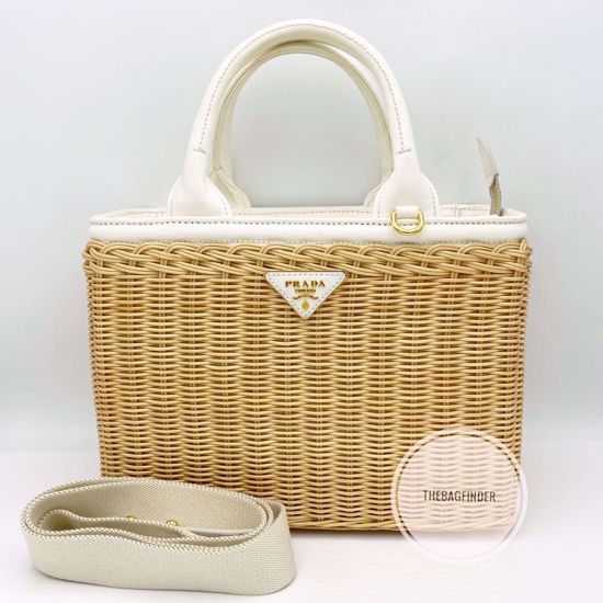 Prada wicker and canvas bag hot sale