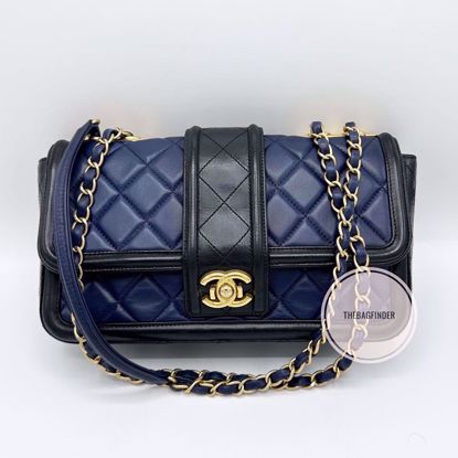 Picture of Chanel Single Flap Blue Black Medium