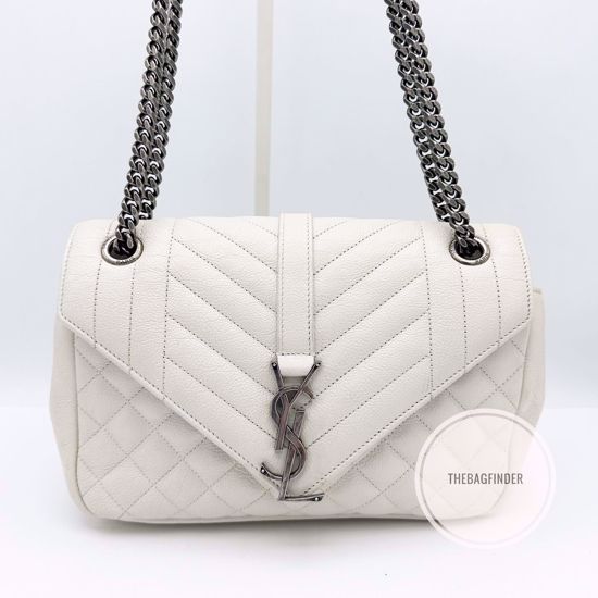 Picture of YSL College Medium White Pebbled