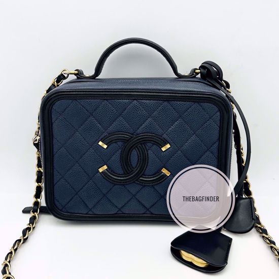 Picture of Chanel Filigree Medium Caviar Blue Black