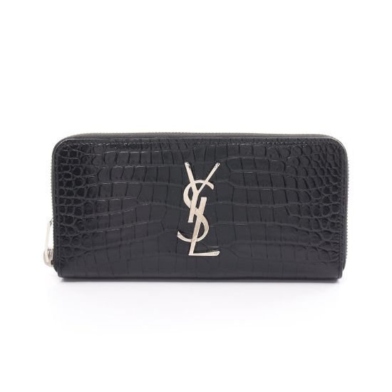 Picture of YSL SAINT LAURENT Monogram Round zipper long wallet Croc