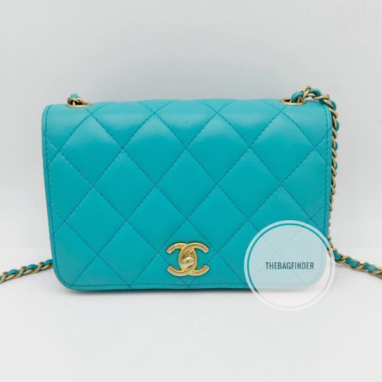 Picture of CHANEL Everyday Chic WOC GHW RARE Tiffany Blue Lambskin