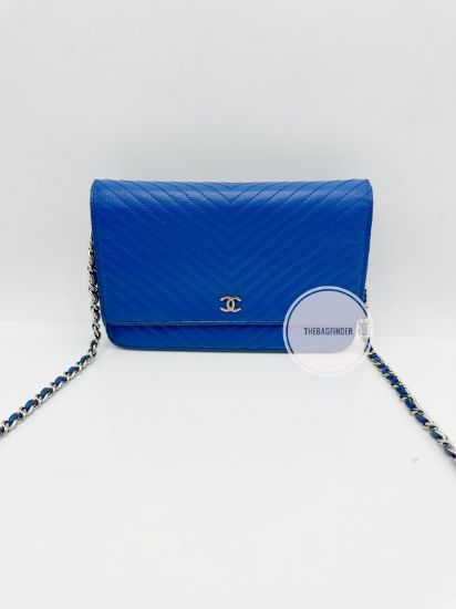 Picture of Chanel Bright Blue Chevron Caviar