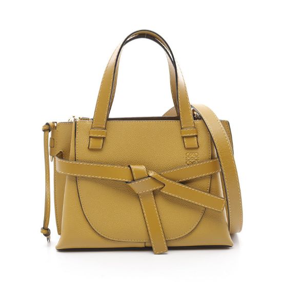 Picture of Loewe Gate Top handle Handbag Tote bag Leather 2WAY Khaki brown Yellow