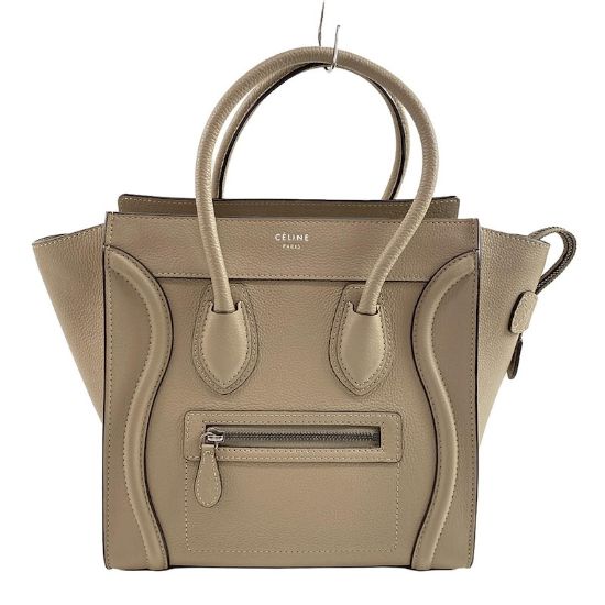 Picture of Celine Luggage Micro Shopper Handbag  Drummed calfskin Beige